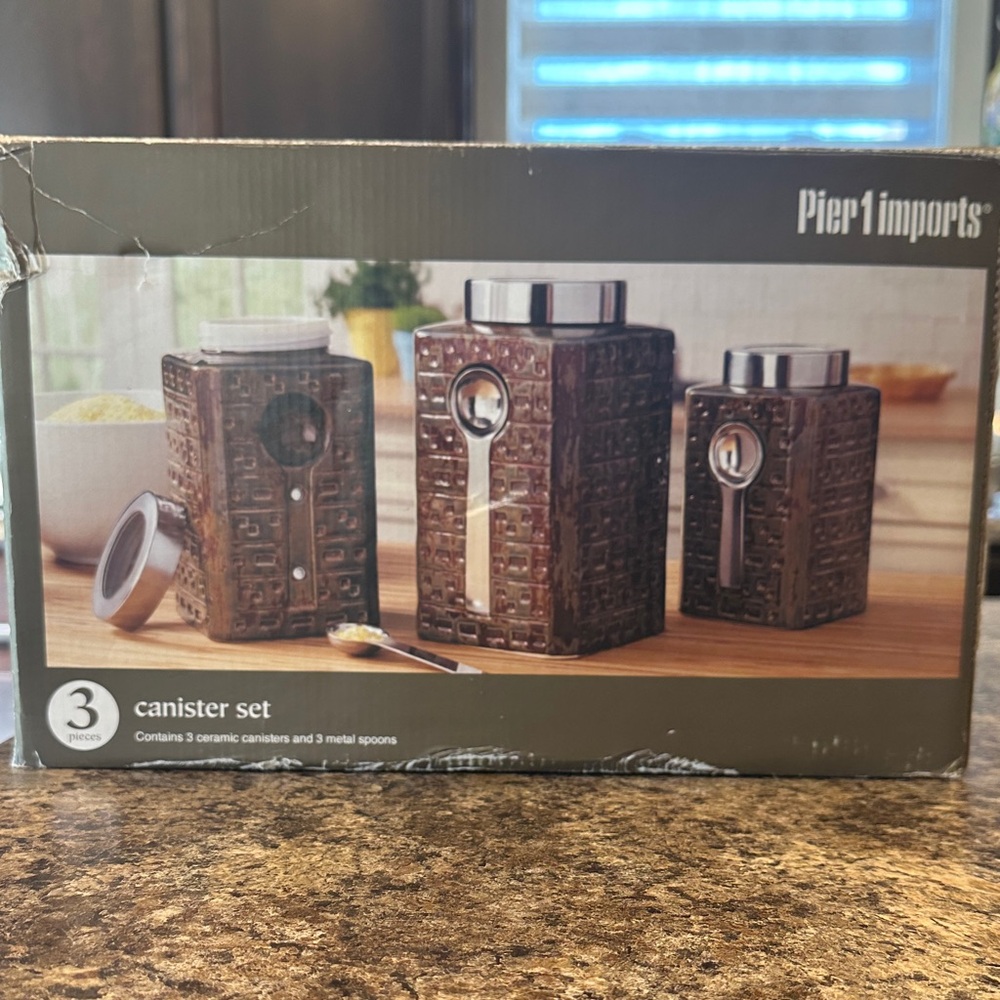 Pier 1 Imports Brown Ceramic Canister Set